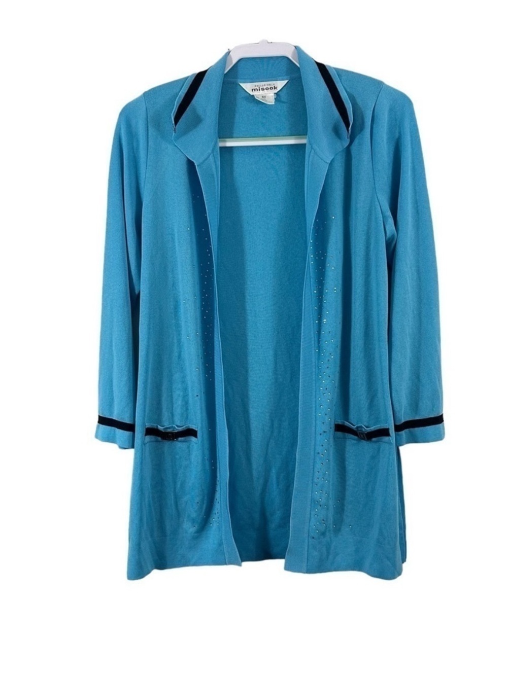 Exclusively Misook Embellished Acrylic Knit Open Cardigan